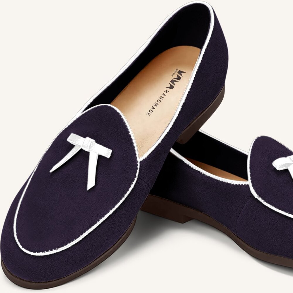 M.A.M.A. Bow Collection - Women's Navy Loafers